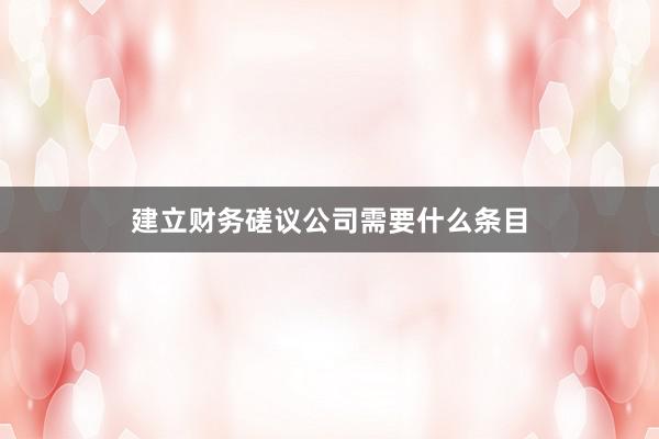 建立财务磋议公司需要什么条目